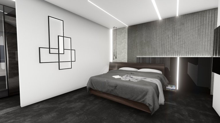 Návrh interiéru luxusní ložnice