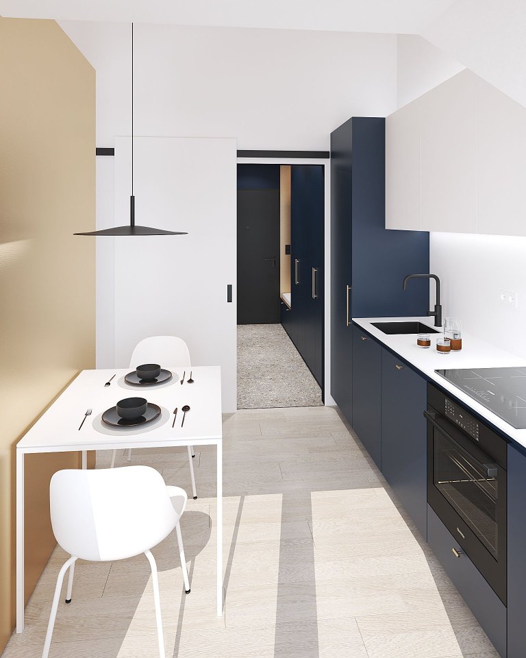 Variabilita a design, který zaujme na první pohled &ndash; to byla dvě hlavní kritéria pro návrh malometrážního podkrovního bytu v&nbsp;Hodoníně. Na ploše…